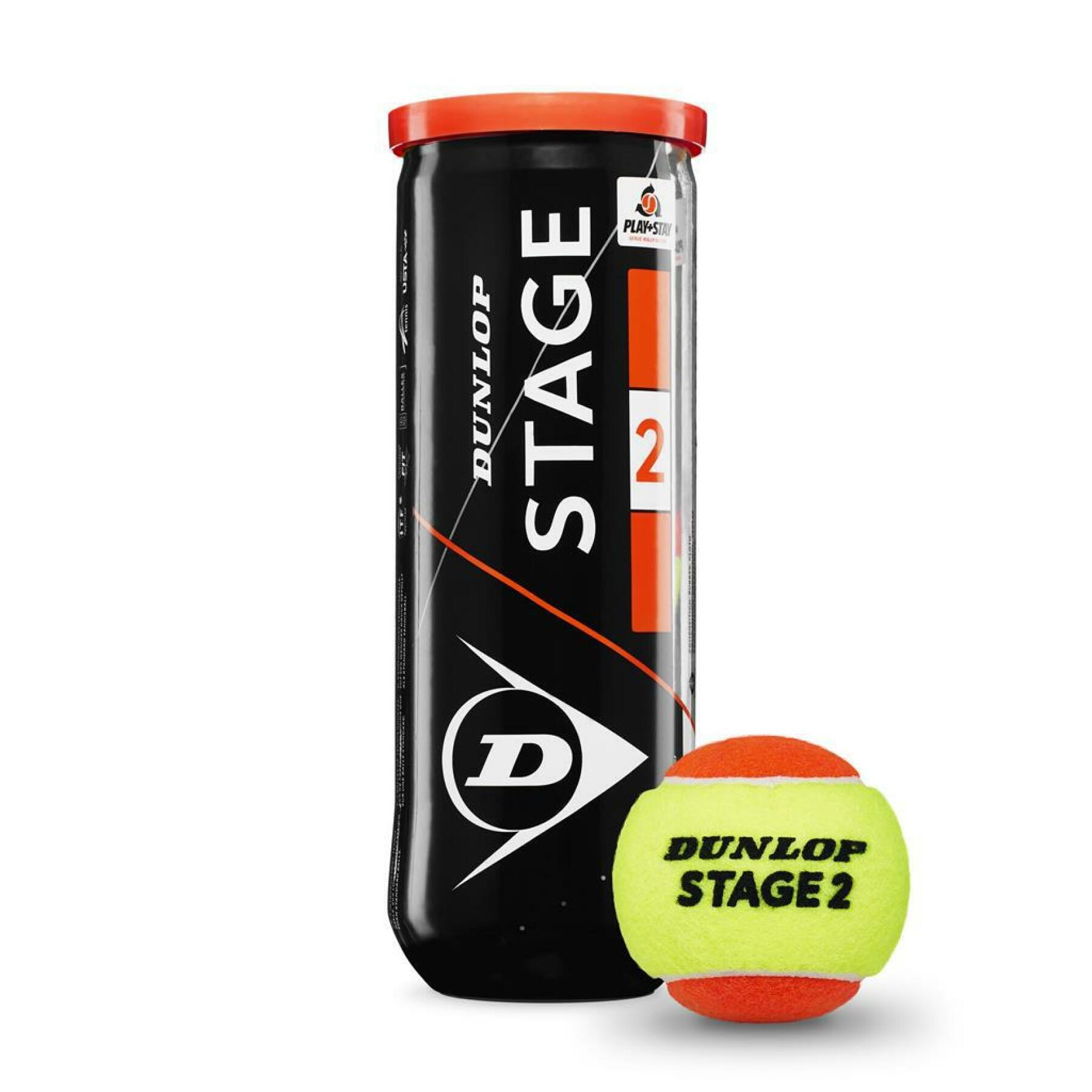 Set di 3 palle da tennis Dunlop stage 2