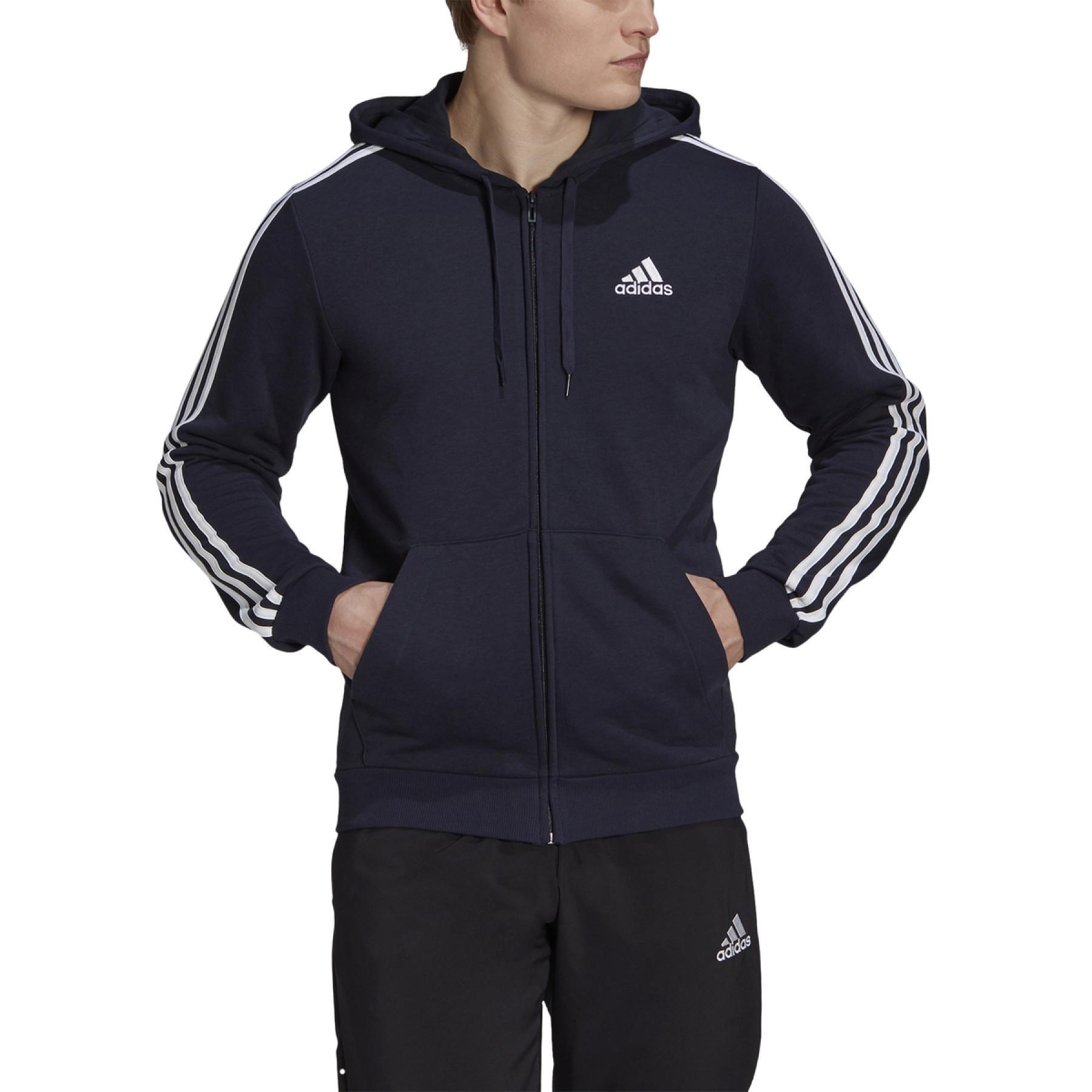 Giacca con cappuccio adidas Essentials French Terry 3-Bandes Full-Zip