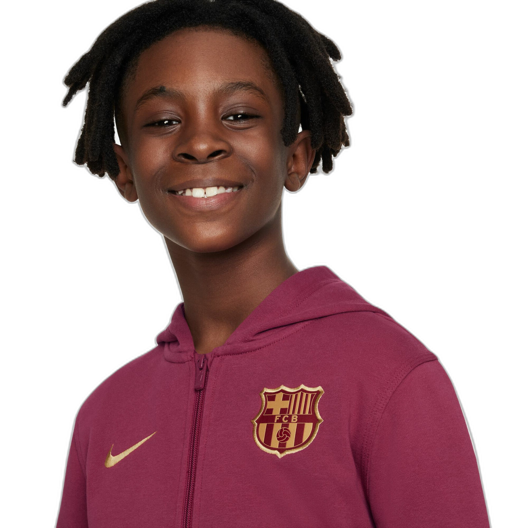 Felpa con cappuccio a zip per bambini FC Barcelone Club Fleece Tech 2023/24