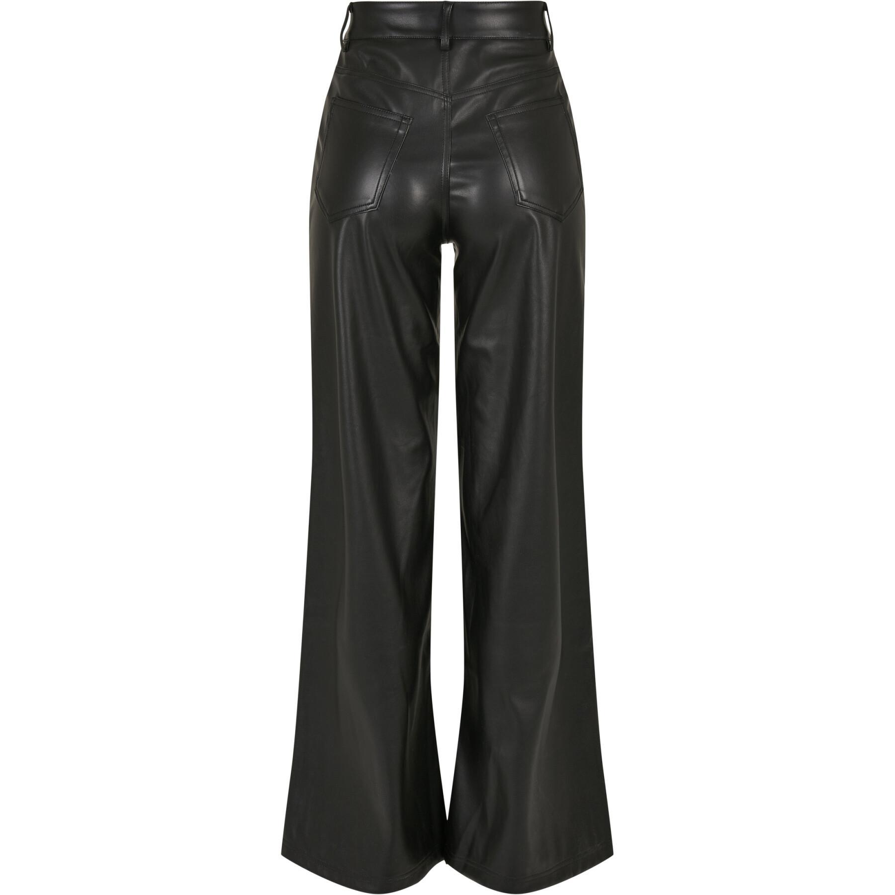 Pantaloni da donna Urban Classics faux leather wide leg (GT)