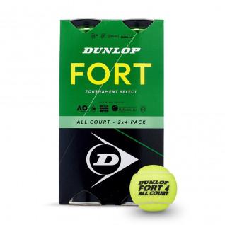 Set di 2 tubi di 4 palle da tennis Dunlop fort all court