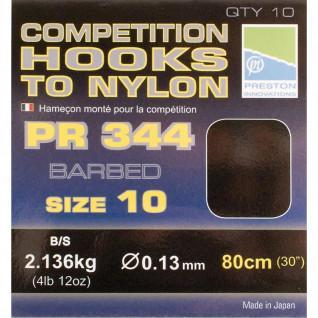 Ganci montati Preston Competition 344 Hooks To Nylon Size 10